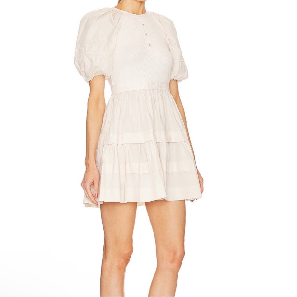 NWT Ulla Johnson Amelia Ivory Puff Sleeve Mini Mixed Media Revolve Dress 4 - Picture 2 of 12